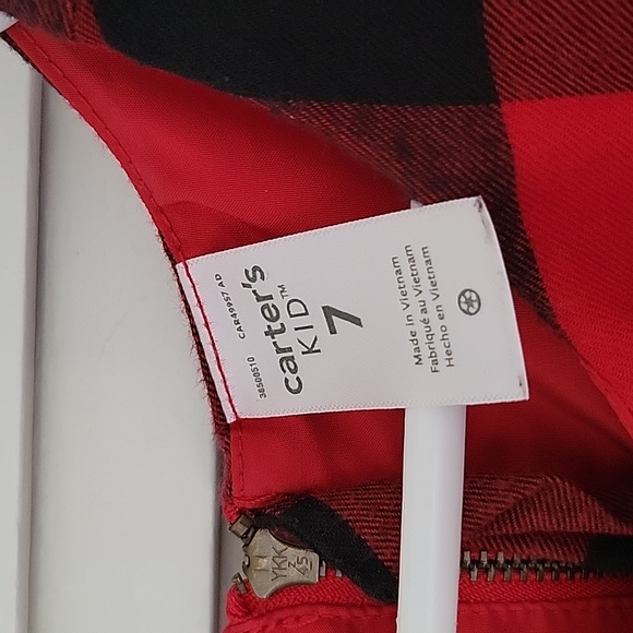 Carters buffalo plaid Kids size 7 dress - Picture 4 of 5